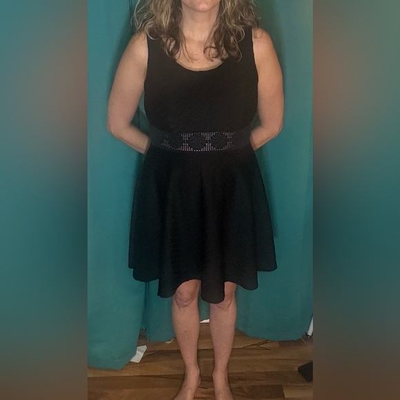 American Rag Textured Crochet-Knit-Trim Skater Dress - Picture 8 of 8